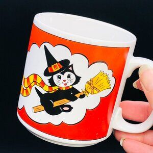 1987 Geo Z LEFTON Trick or Treat Anthropomorphic Black Kitty Cat Witch RARE